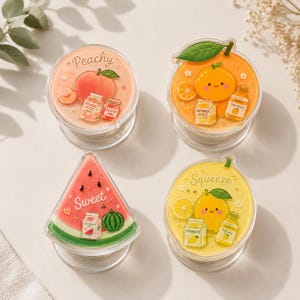 Summer Fruit Shaker Phone Grip, Magnetic Peach Watermelon Lemon Kindle Holder, Summer Vibe Gift