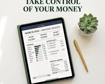 Digital Budget Planner for iPad & GoodNotes | Monthly Finance Tracker | Expense Tracker | Savings Planner | Debt Payoff Tracker