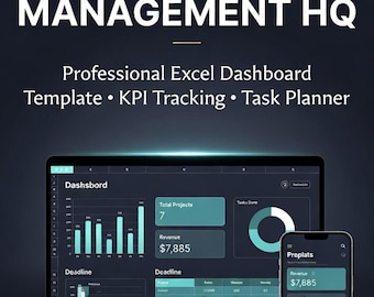 Modello Excel per la gestione dei progetti / Foglio di calcolo per il monitoraggio delle attività / Strumento di monitoraggio del tempo / Dashboard di budget e ricavi / Download immediato su Google Sheets