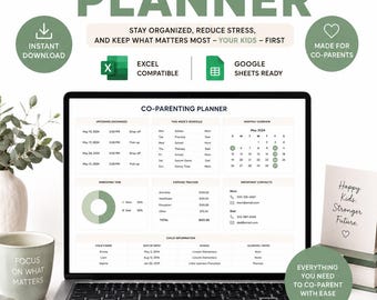 Foglio di calcolo per la pianificazione della genitorialità condivisa / Programma di affidamento, monitoraggio delle spese, registro delle comunicazioni / Modello Excel per la genitorialità condivisa - Download immediato