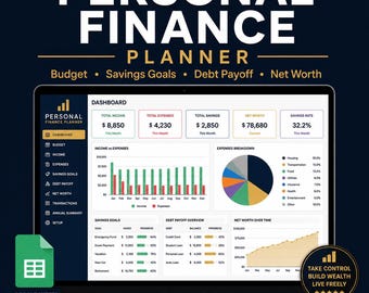 Google Sheets - Strumento di pianificazione del budget / Monitoraggio delle finanze personali, risparmi e debiti (download digitale)