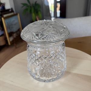 Vintage Waterford Crystal Lismore / Glandore Cut Glass Biscuit Barrel Cookie Jar with Lid