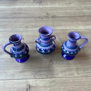 Flora Gouda Holland lilac handpainted vintage vases set