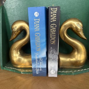 Vintage solid brass swan bookends MCM, made in Korea