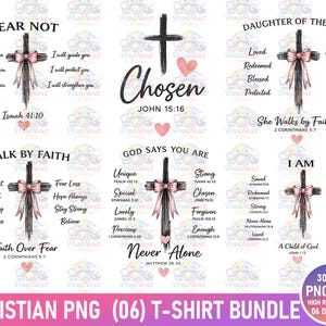 Christian Cross PNG Bundle, Faith Bible Verse Sublimation Designs (Digital Download)