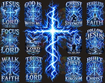 Paquete de imágenes PNG para camisetas cristianas, Cruz de Jesús PNG, Diseños de camisetas cristianas, Versículo bíblico PNG, Camiseta de fe, Sublimación religiosa