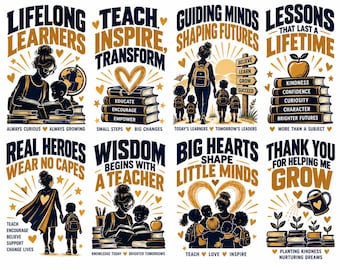 Paquete de camisetas de agradecimiento para docentes, diseños inspiradores para educadores (descarga digital)