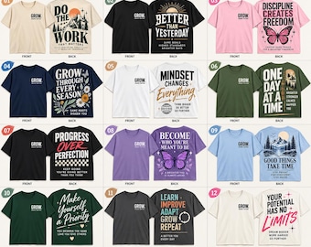 Camiseta motivacional para el crecimiento personal, camiseta gráfica "La mentalidad importa" (12 diseños)
