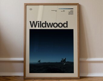 Grafika Wildwood, Sztuka podróżnicza, Minimalistyczna sztuka ścienna, Połowa wieku, Plakat ze zdjęciem