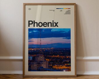 Phoenix Print No.2, Travel Art, Minimal Wall Art, Mid Century, Real Photo Poster