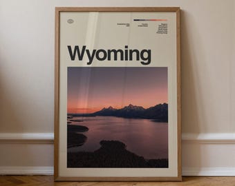Wydruk z Wyoming nr 1, Sztuka podróżnicza, Minimalistyczna sztuka ścienna, Połowa XX wieku, Plakat ze zdjęciem