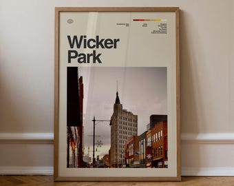 Grafika Wicker Park, Sztuka podróżnicza, Minimalistyczna sztuka ścienna, Połowa wieku, Plakat ze zdjęciem