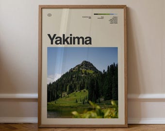 Druk Yakima, Sztuka podróżnicza, Minimalistyczna sztuka ścienna, Połowa wieku, Plakat ze zdjęciem z prawdziwego zdarzenia