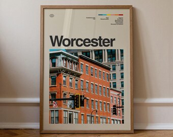 Grafika z Worcester, Sztuka podróżnicza, Minimalistyczna sztuka ścienna, Połowa wieku, Plakat ze zdjęciem