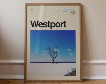 Grafika Westport, Sztuka podróżnicza, Minimalistyczna sztuka ścienna, Połowa wieku, Plakat ze zdjęciem