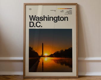 Washington D.C. Print No.1, Travel Art, Minimal Wall Art, Mid Century, Real Photo Poster