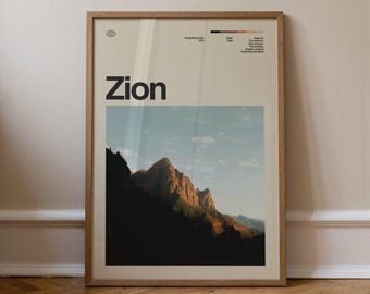 Zion Print No.2, Sztuka podróżnicza, Minimalistyczna sztuka ścienna, Połowa wieku, Plakat ze zdjęciem