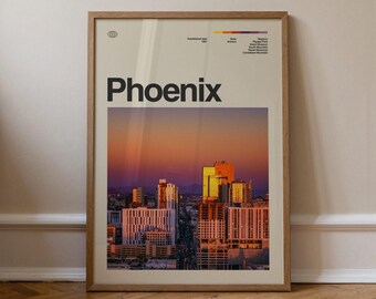 Phoenix Print No.1, Travel Art, Minimal Wall Art, Mid Century, Real Photo Poster