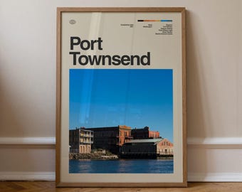 Port Townsend Print, Travel Art, Minimal Wall Art, Mid Century, Real Photo Poster