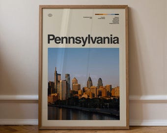 Pennsylvania Print No.2, Travel Art, Minimal Wall Art, Mid Century, Real Photo Poster