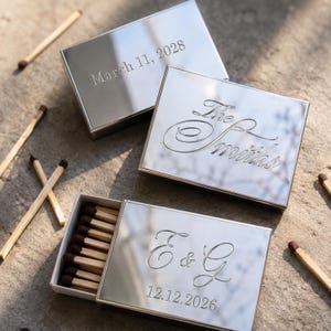 Custom Matchboxes with Plexiglass Mirror Detail | Personalized Wedding Favors | Elegant Guest Gifts | Luxury Matchbook Favors