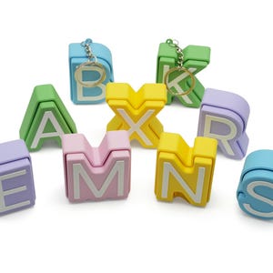 Personalised Click Letter Keychain | 3D Printed Initial Keyring | Fidget Toy Accessory
