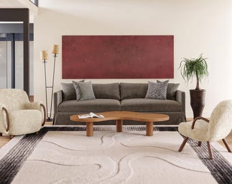 Creme Schwarzer Moderner Abstrakter Bereich Teppich Handgetuftet Wollteppich 8x10 Minimalistischer Wohnzimmer Teppich Skandinavisches Dekor Schlafzimmer für Mama