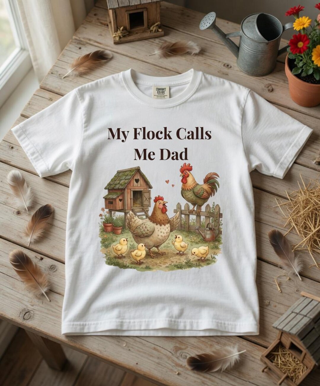 My Flock Calls Me Dad Funny Chicken Shirt Backyard Dad Tee - Etsy