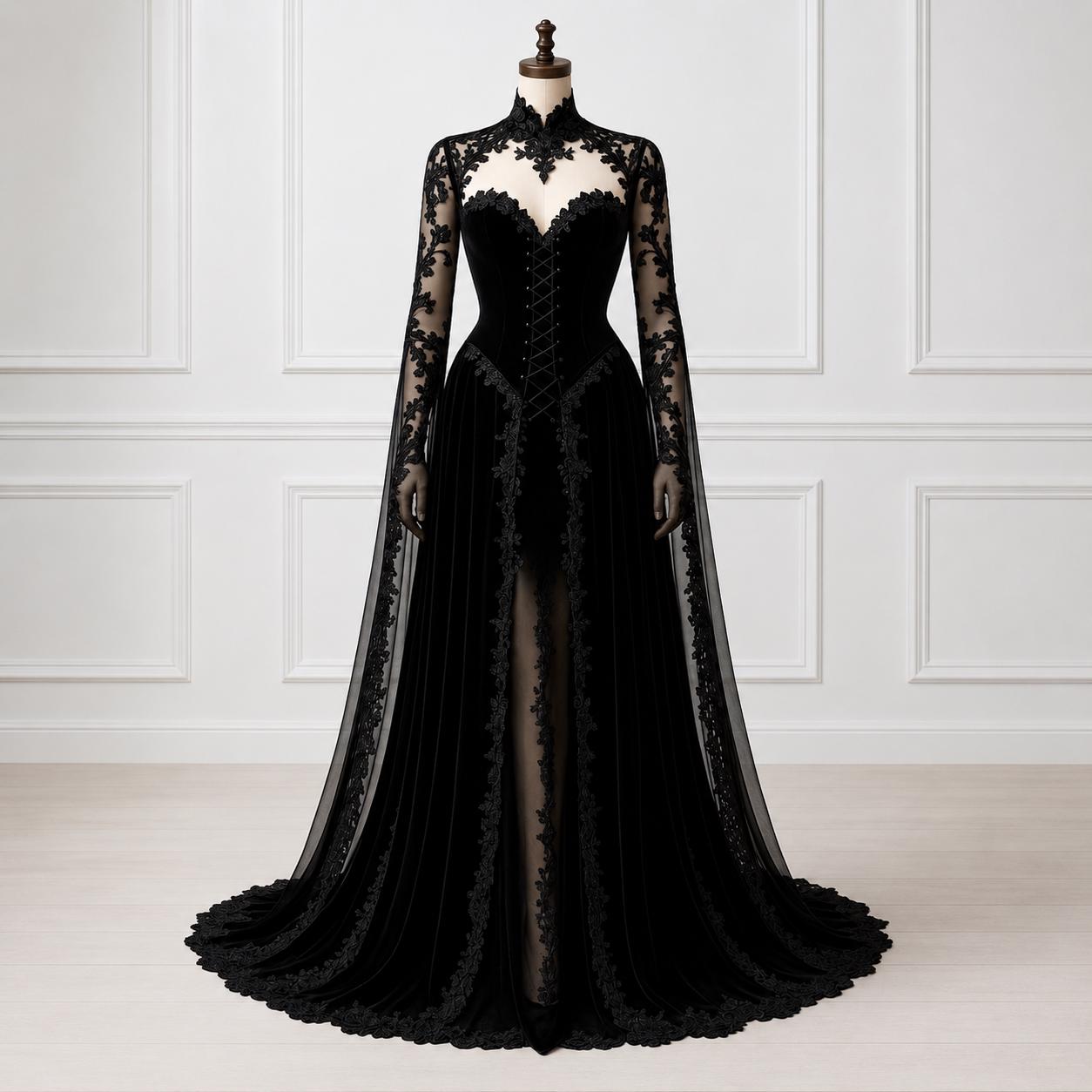 Long Elegant Gothic Dress - Etsy Long Elegant Gothic Dress - Etsy