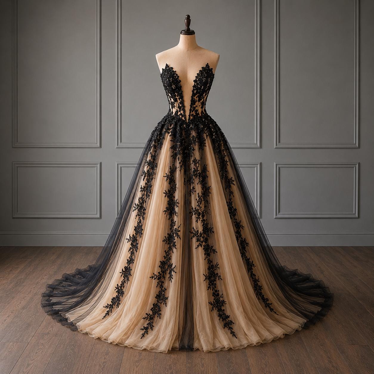 Nude Black Lace Gown - Etsy Nude Black Lace Gown - Etsy