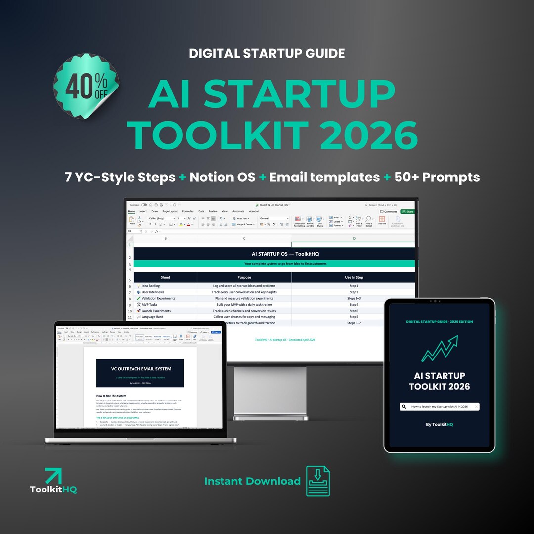 AI Startup Toolkit 2026 | Notion Template, Ebook, Prompts (digital ...