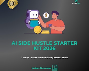 AI Side Hustle-startpakket | 7 inkomstenmethoden, prompts, tracker (digitale download)