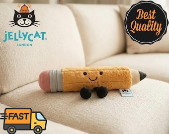 Jellycat Amuseable Pencil Plush Toy – 21cm Desk Decor, soft yellow