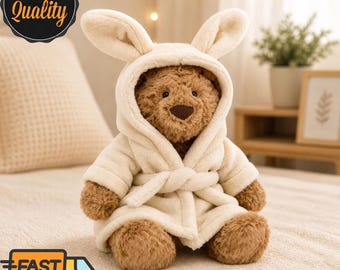 Jellycat Bartholomew Bear Bathrobe Plush Doll - Dust Bag New - New with Tags