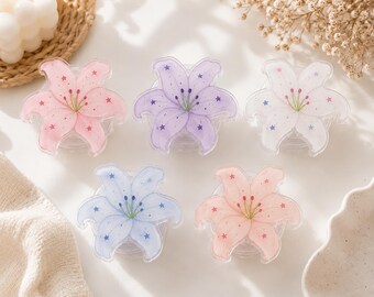 Lily Flower Phone Grip, Funny Summer Pastel Ocean Pop Socket, Aesthetic Cottagecore Phone Stand Holder, Fun Gift for Star Lovers