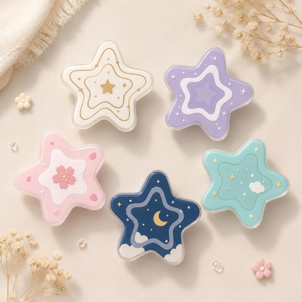 Kawaii Star Phone Grip, Funny Summer Pastel Ocean Pop Socket, Aesthetic Cottagecore Phone Stand Holder, Fun Gift for Star Lovers