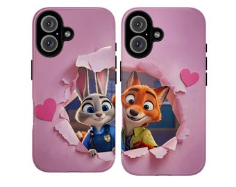 Zootopia Phone Case, Couple Nick and Judy , Disneyworld Gift for iPhone 17Pro, 16, 15, 14, 13, 12, Samsung S26, S25, S24, S23, S22