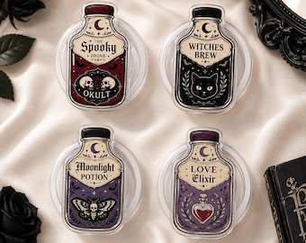 Gothic Potion Bottle MagSafe Phone Grip, Spooky Drink Holder, Witchy Skull Bat Accessory, Dark Academia Halloween Gift, Goth Phone Stand