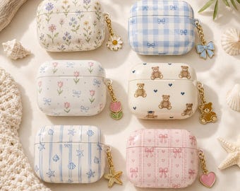 Cute Summer AirPods Case (No Keychain),  Vintage Bear AirPod Case, AirPod Pro 1 2 3 Cover, Airpod Pouch, Disney Airpod 4 cases