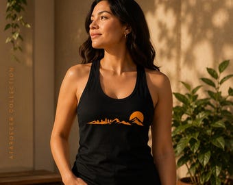 Minimales Racerback Tank Top | Sonnenuntergang inspiriert Streetwear | Medellin Kolumbien inspiriert | Atardecer Kollektion