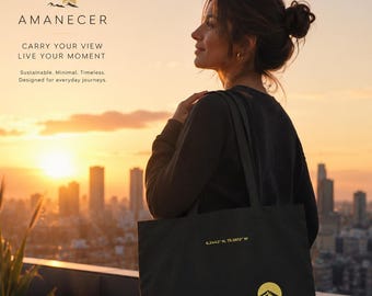 Minimal Tote Bag | Sunrise Inspired Organic Shopper | Everyday Streetwear | Amanecer Collection