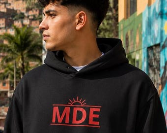 MDE Front Print Hoodie | Minimal Streetwear Hoodie | Oversized Citywear Pullover | MDE Collection