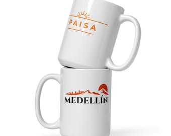 Medellin Colombia Mug, Paisa Coffee Mug, Colombian Gift, White Glossy Mug, Minimalist Colombia Cup