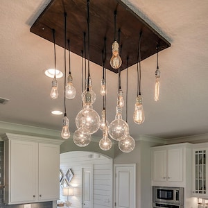 18 Pendant Industrial Chandelier - Dining Room Light, Kitchen Island Chandelier, urban Chandelier