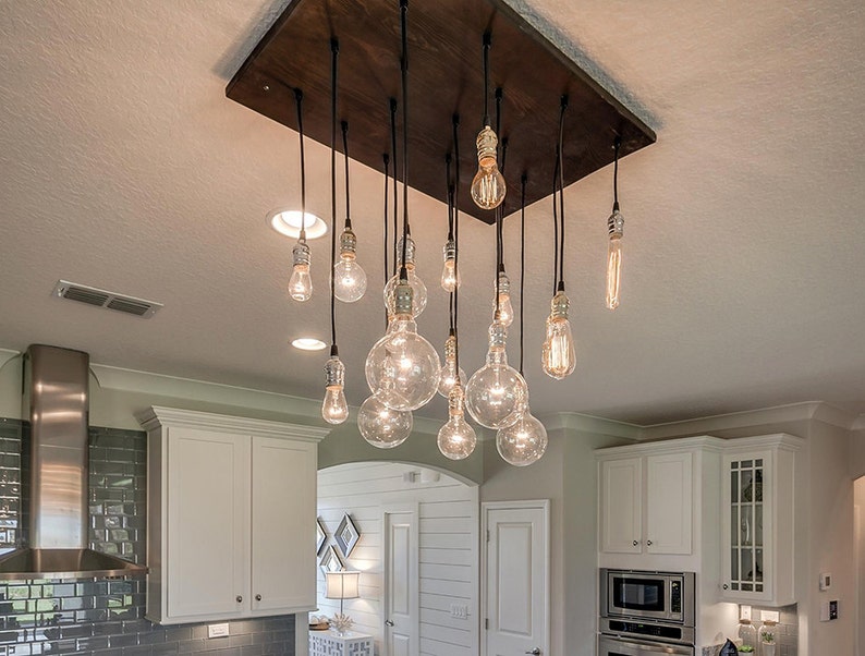 Edison Bulb Chandelier Exposed Bulbs Pendant Lighting Image 0