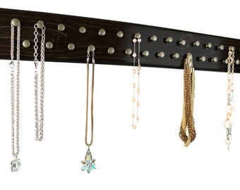 Black Necklace Rack - Jewelry Display| Wood Necklace Holder| Jewelry Wall Mount Display| Jewelry Storage| Wall Organizer| Jewelry Hanger
