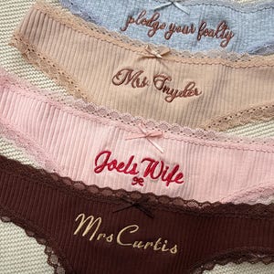 Personalized Cotton Thong – Custom Embroidered Name, Bridal Lingerie, Wedding Gift image 6