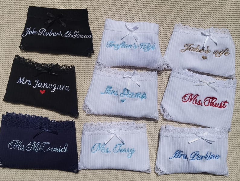 Personalized Cotton Thong – Custom Embroidered Name, Bridal Lingerie, Wedding Gift image 13