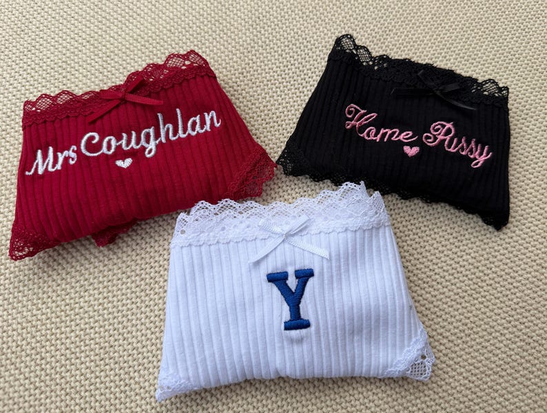 Personalized Cotton Thong – Custom Embroidered Name, Bridal Lingerie, Wedding Gift image 4