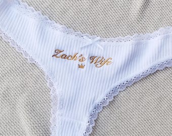 Custom Bridesmaid Underwear, Personalized Bridal Party Gift, Embroidered Lingerie